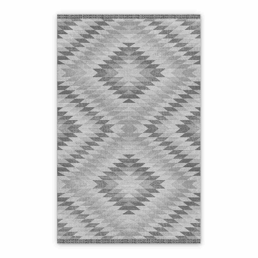 Vinyl hall runner Zohr gray geometry pattern