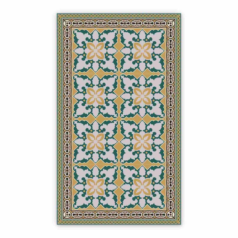 Vinyl rugs for dining room Abstraction. Damask flowers