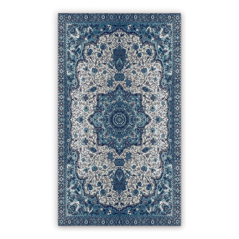 Vinyl floor mat for office chair Persian blue pattern