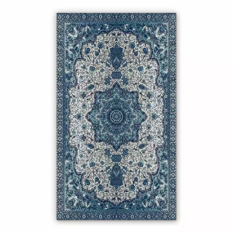 Vinyl floor mat for office chair Persian blue pattern