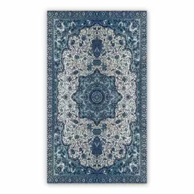 Vinyl floor mat for office chair Persian blue pattern