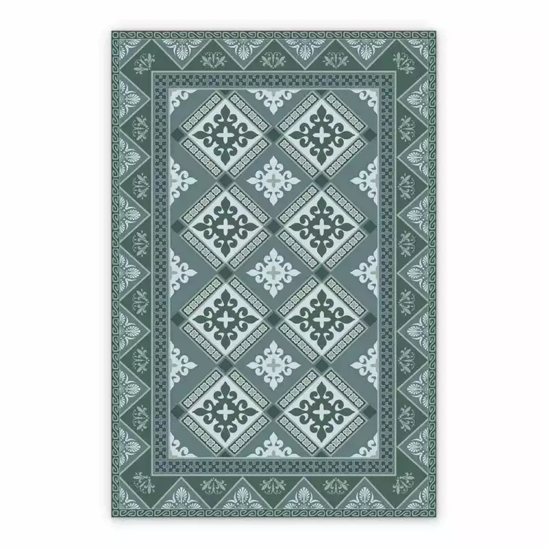 Vinyl rugs for dining room Damask tiles