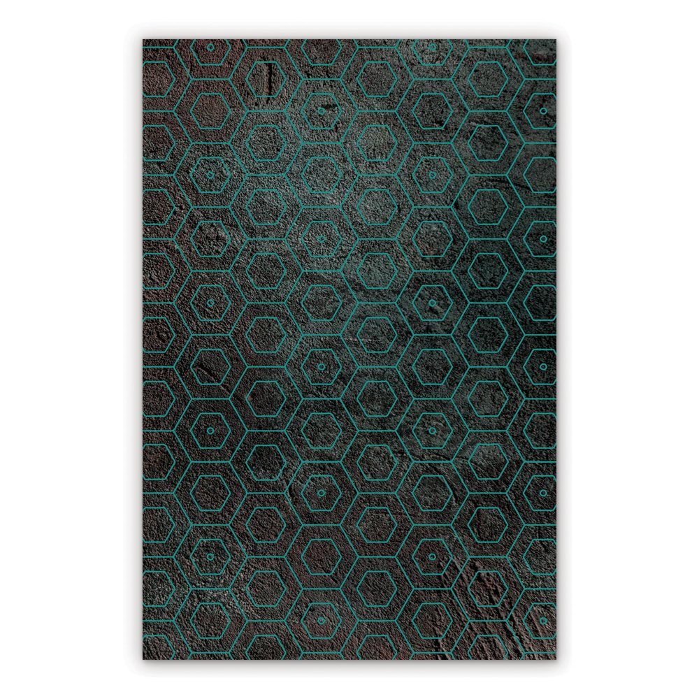 Vinyl rugs for liVing room Honeycomb abstraction