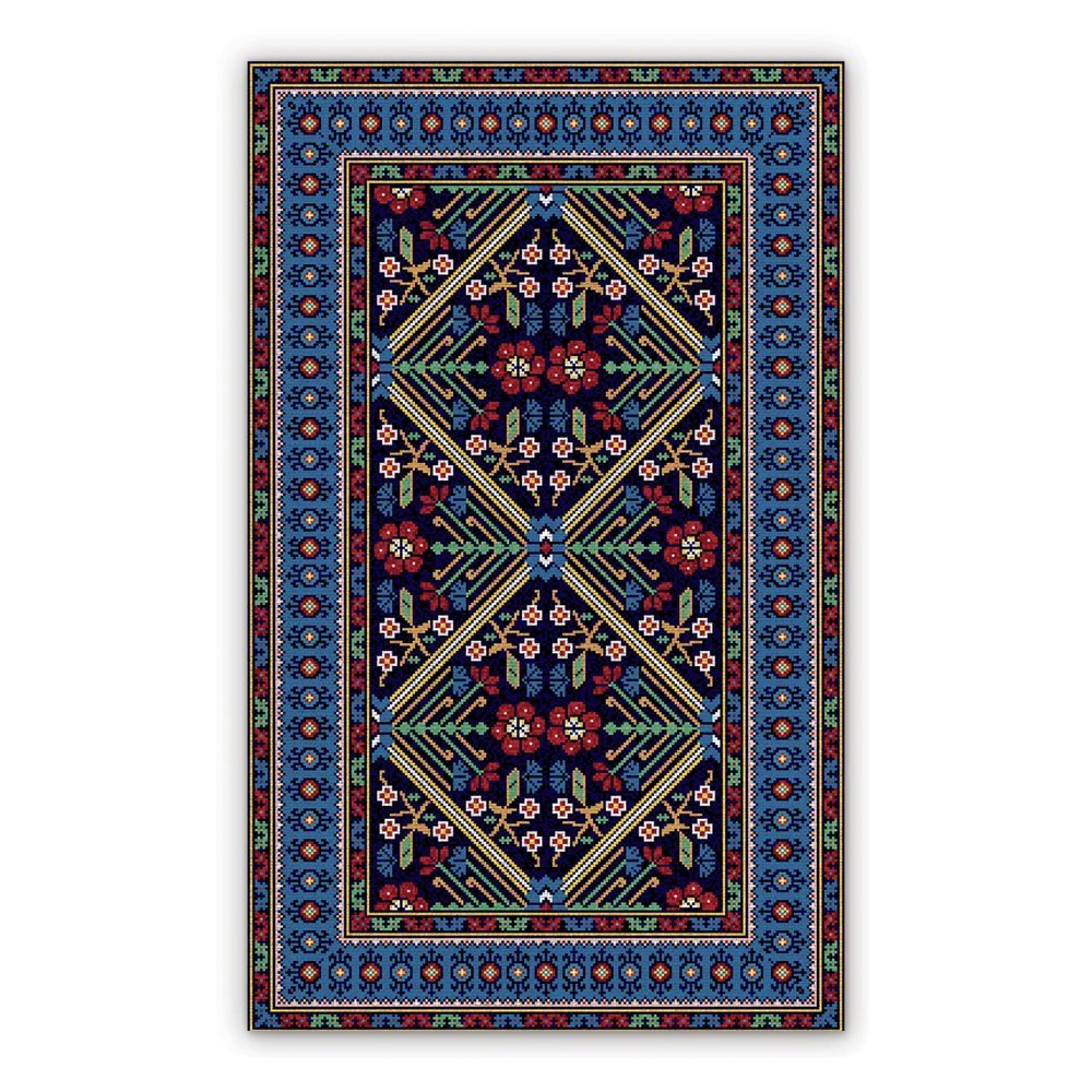 Vinyl floor mat for bathroom Colorful pattern pixel flowers