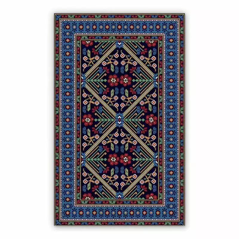 Vinyl floor mat for bathroom Colorful pattern pixel flowers