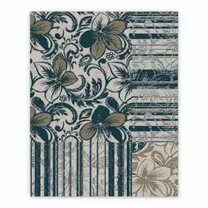Vintage Vinyl rug Flowers Stripes