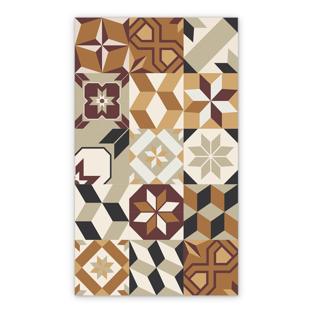 Vinyl rugs for bathroom Azulejo Patchwork Geometry