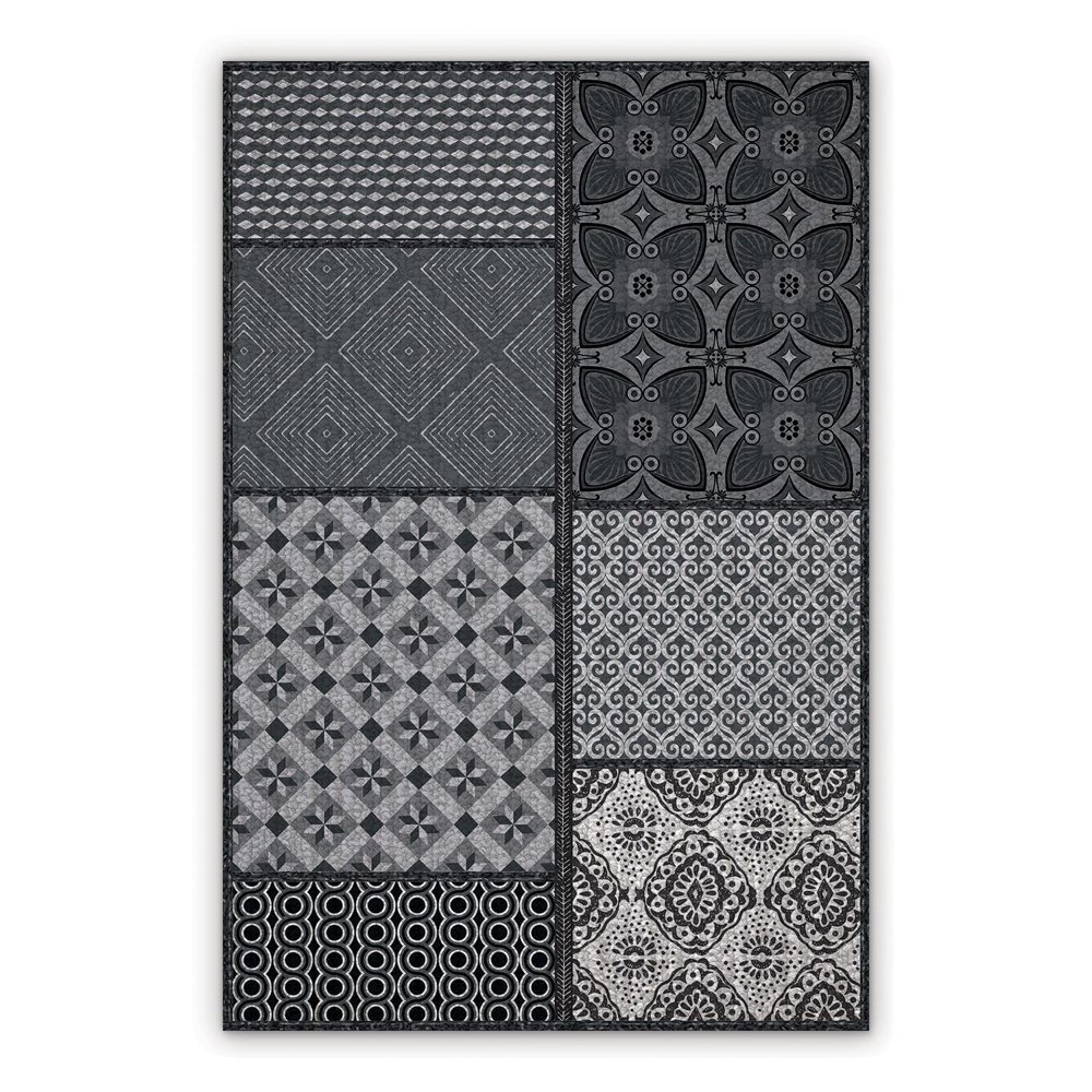Vinyl floor mat for kitchen Patchwork geometry abstraction