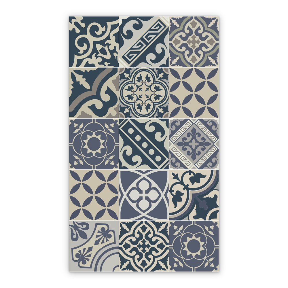 Vinyl floor mat for home Abstraction. Azulejo ornaments