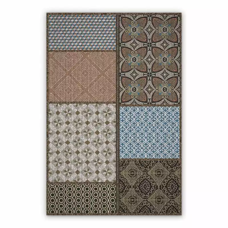Vintage Vinyl floor mat Patchwork Abstraction Colorful