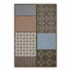 Vintage Vinyl floor mat Patchwork Abstraction Colorful