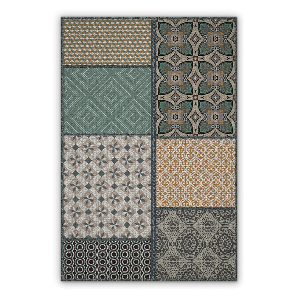 Vinyl rugs for bathroom Patchwork Abstraction Boho