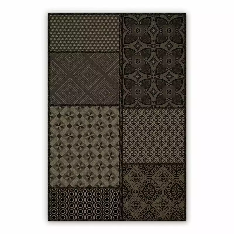 Vinyl rug runne Dark Azulejos Flowers