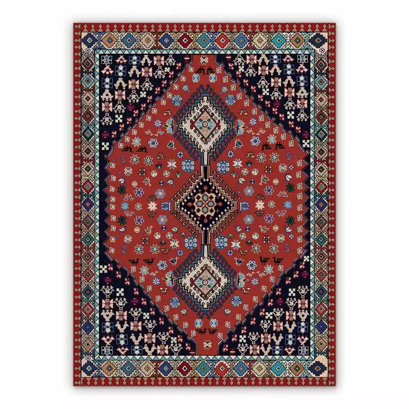 Vintage Vinyl floor mat Pixel Persian Pattern