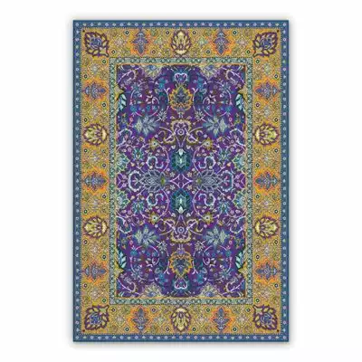 Vintage Vinyl rug Persian flowers pattern