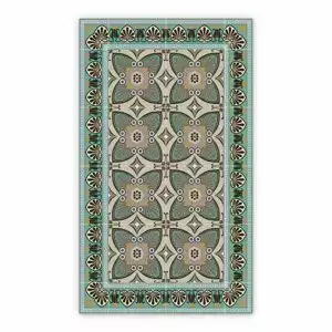 Vinyl floor mat for bathroom Turquoise Flowers Peacock Tail