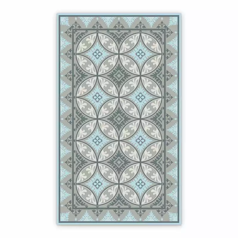 Vinyl rug runne Round beige gray tiles