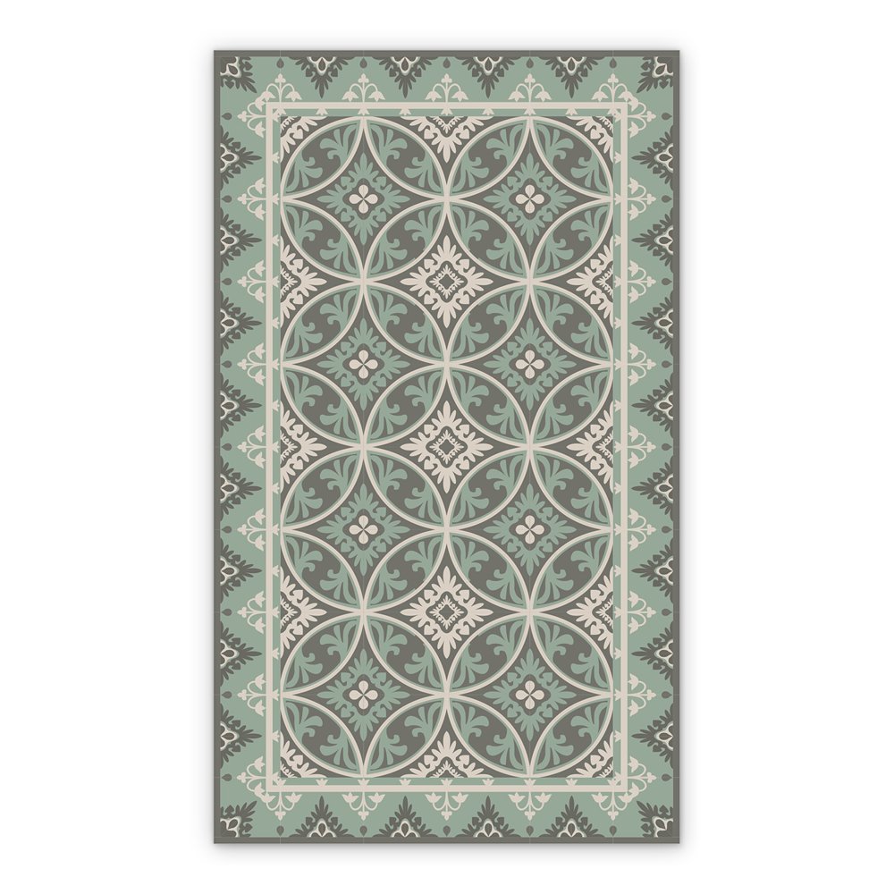 Vinyl hall runner gray green tiles Azulejos
