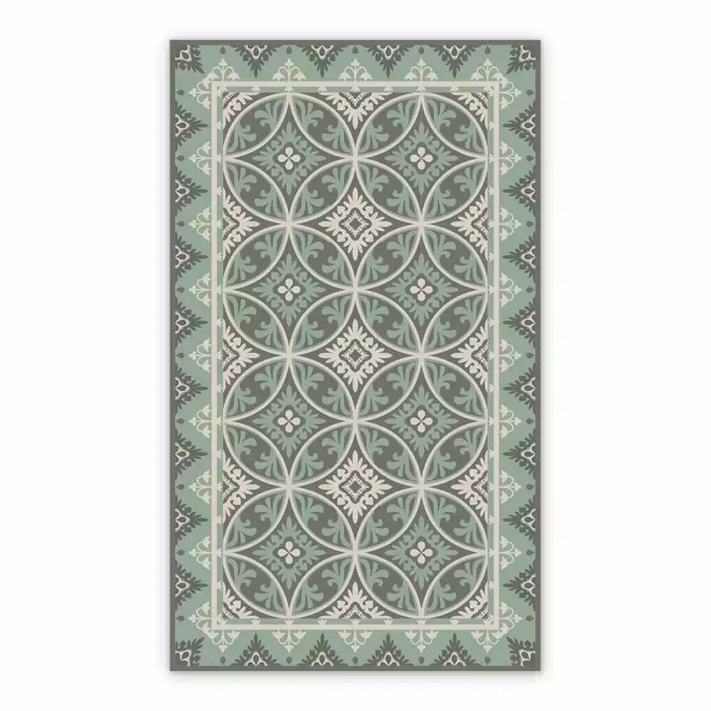 Vinyl hall runner gray green tiles Azulejos