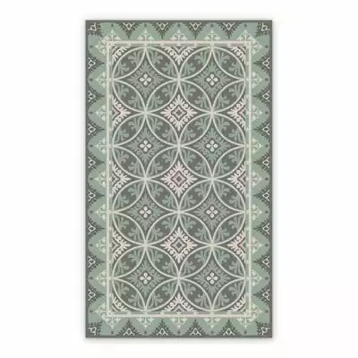 Vinyl hall runner gray green tiles Azulejos