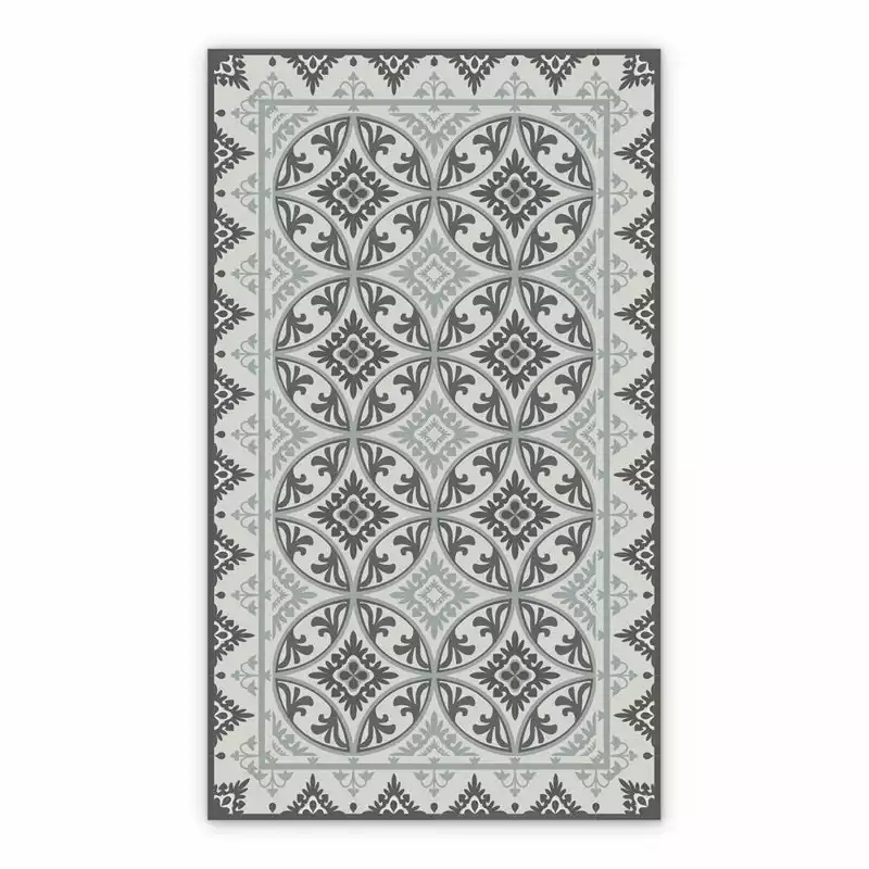 Vinyl mat Gray tiles flowers