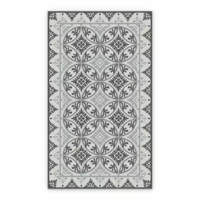 Vinyl mat Gray tiles flowers