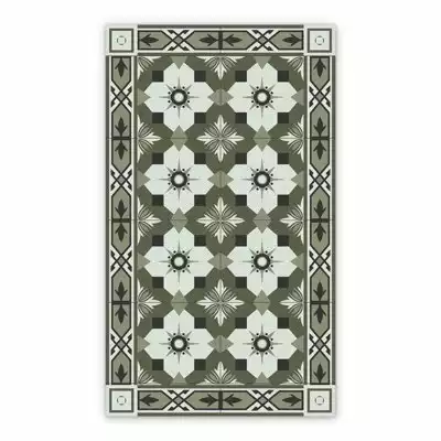 Vinyl floor mat for kitchen Geometric green tiles Azulejos