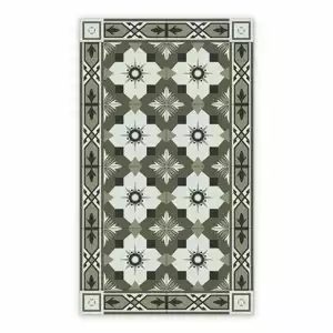 Vinyl floor mat for kitchen Geometric green tiles Azulejos