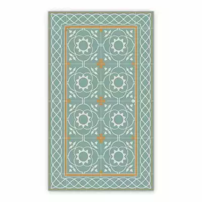 Vinyl rug tiles flowers