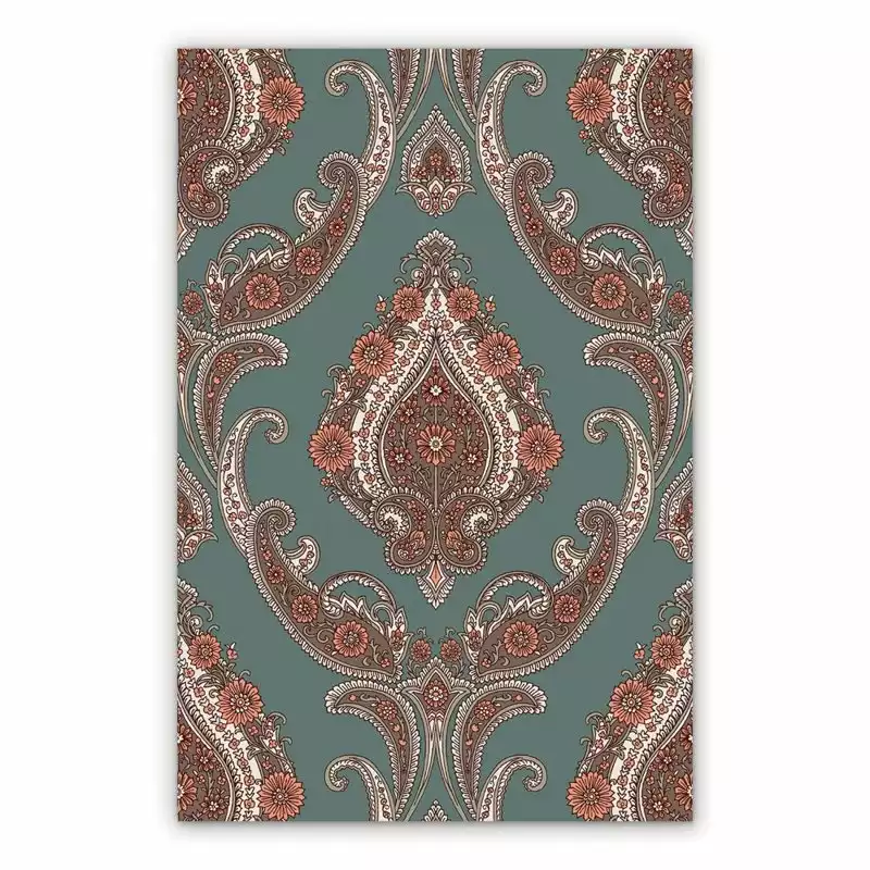 Vinyl rugs for dining room Damask flowers