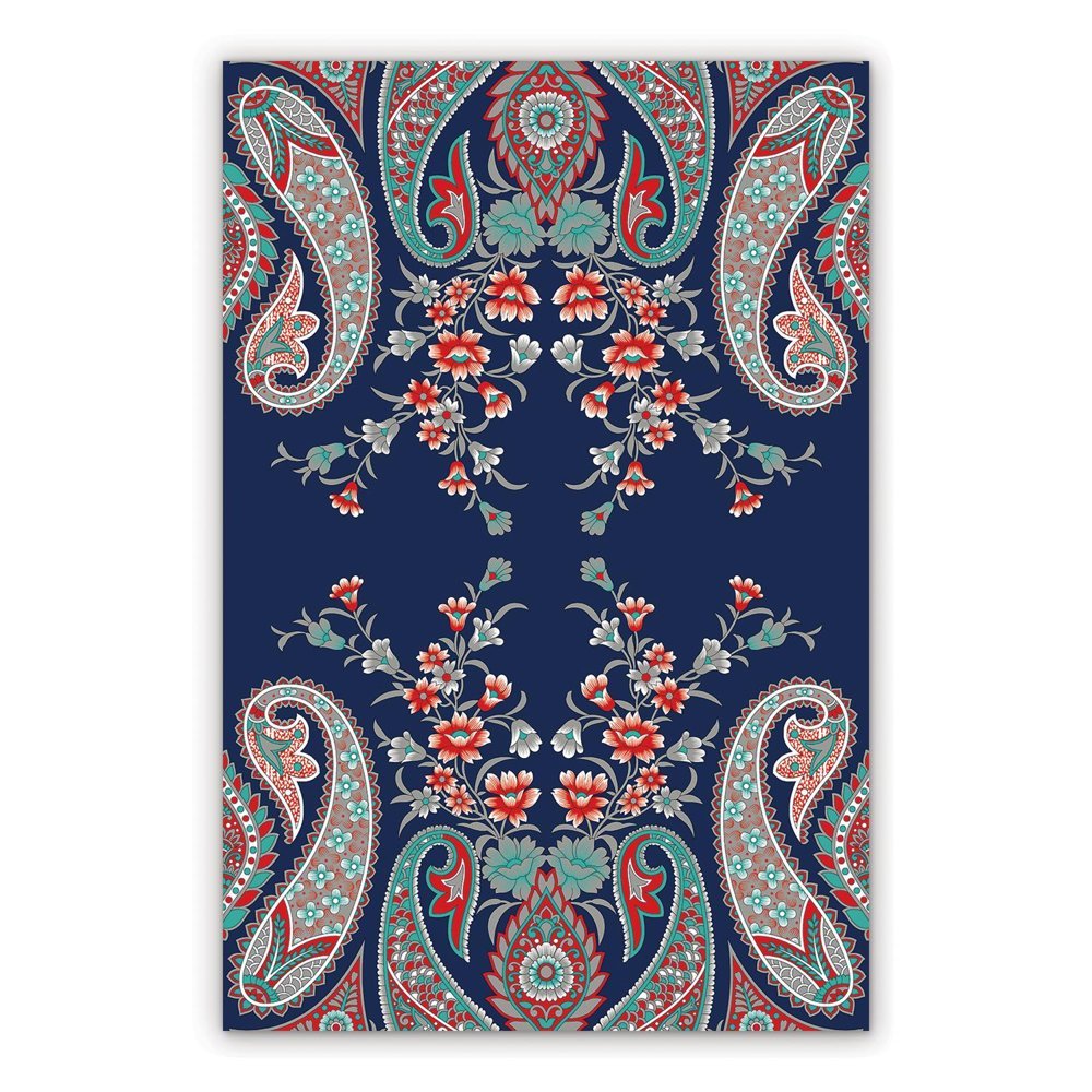 Vinyl outdoor rug Damask pattern flowers